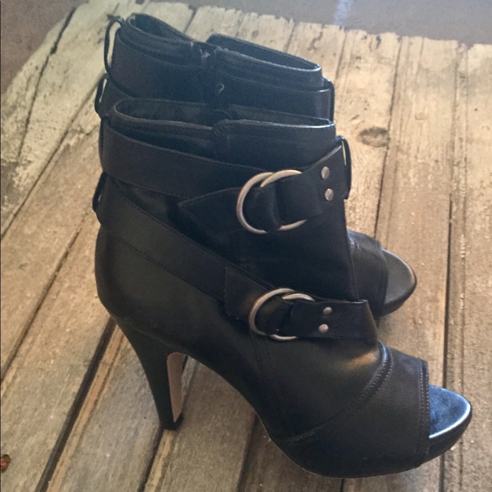 Madden Girl Black Belted Peep Toe Heels